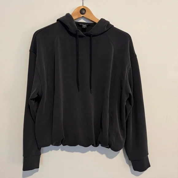 Athleta Seasoft Bubble Hem Hoodie Sweatshirt Black/Dark Gray - S - Picture 5 of 7